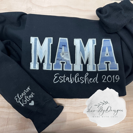 Mama Embroidered Baby Outfit Keepsake | Onesie Gildan Crewneck | Mama Custom Sweater | Sentimental Gift for Mom | Personalized Onesie Gildan Pullover