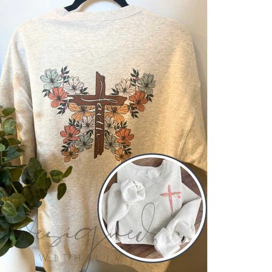 Faithful Butterfly attire | Faith Cross and Butterfly pullover, t-shirt, or long sleeve | Crewneck for the Faithful | Dye Sublimated Cross Apparel | God is Faithful Pullover, t-shirt, or long sleeve