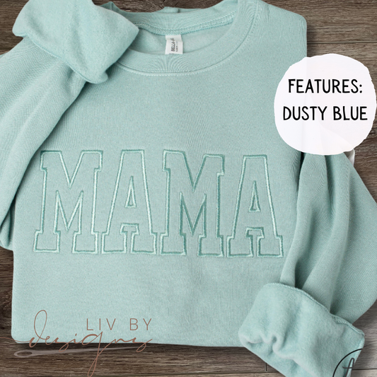 Custom Embroidered Name Crewneck for family | Customized name crew for Mother’s Day | MAMA pullover with customized sleeves | Mother’s Day Gift