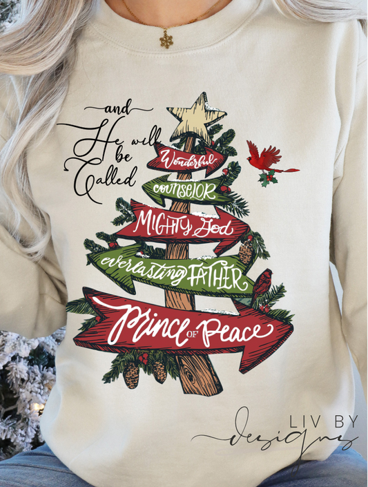 Prince of PeaceCrewneck | Christmas tree pullover | DTF Prince of Peace | Christian Crew | Casual Christian Christmas Wear