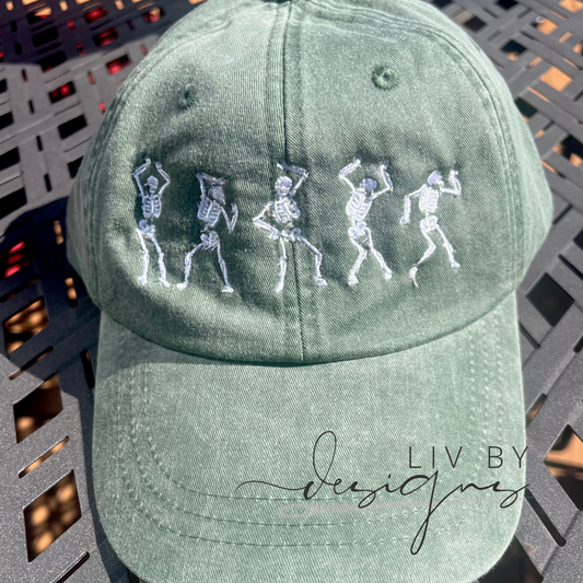 Dancing Skeletons Embroidered Adams Baseball Cap