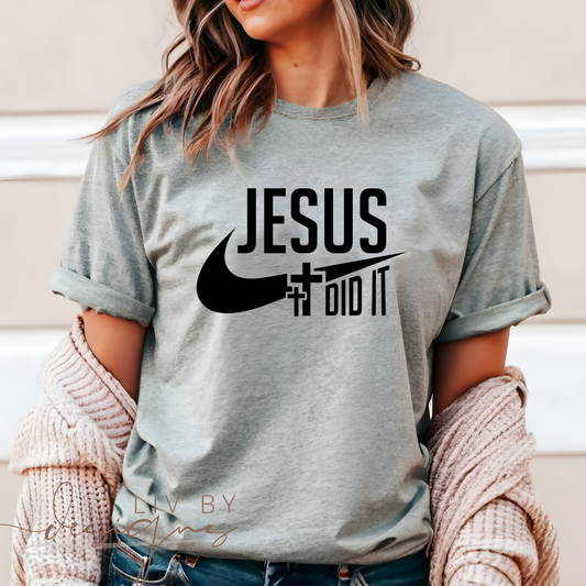 “Jesus did it” short sleeve Christian casual t-shirt apparel | “Jesus did it” soft t-shirt | DTF short sleeve for the Easter season | Comfort Color worship wear