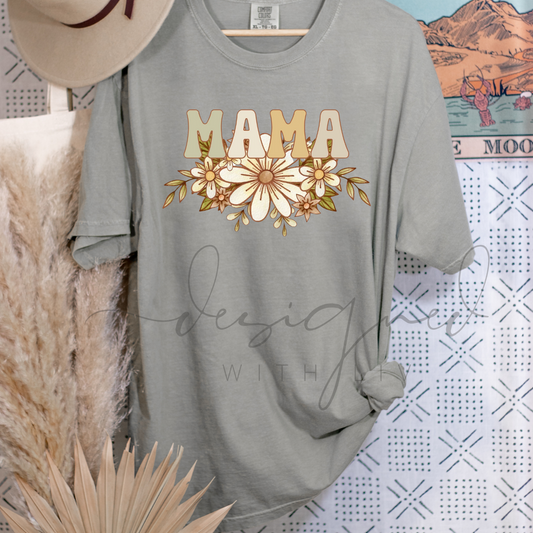 Neutral floral mama t-shirt or long sleeve | DTF short sleeve for Mother's Day | Comfort Color MAMA wear | Gift for mom