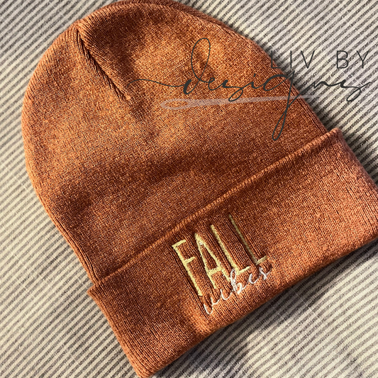 Embroidered Fall Vibes Beanie | Enza Fall Beanie | Fall Vibes Headwear