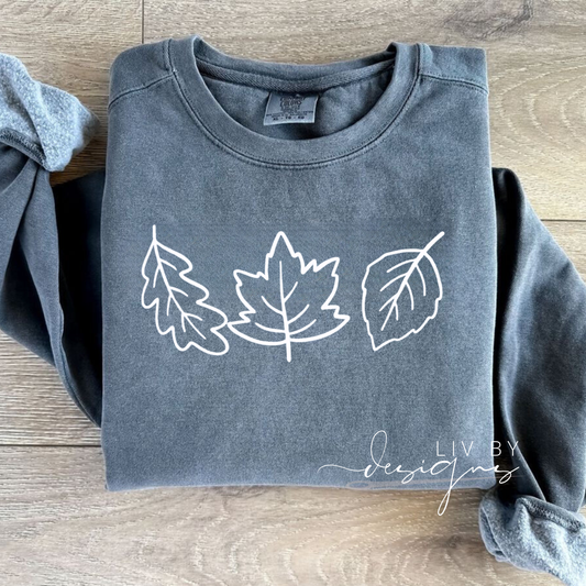 Fall leaf outline embroidered sweater // crewneck for fall lovers