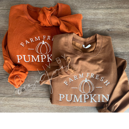 Farm Fresh Pumpkins Embroidered Crewneck