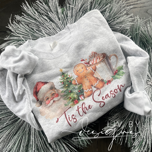 Tis the Season Christmas Characters Dye Sublimated Crewneck - Retro designed Christmas Pullover